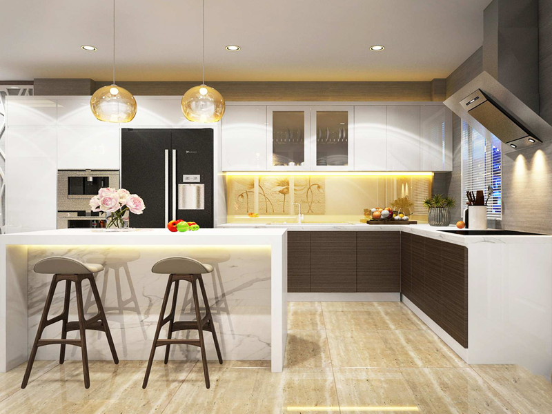 Modern OWLHOME kitchen with warm lighting